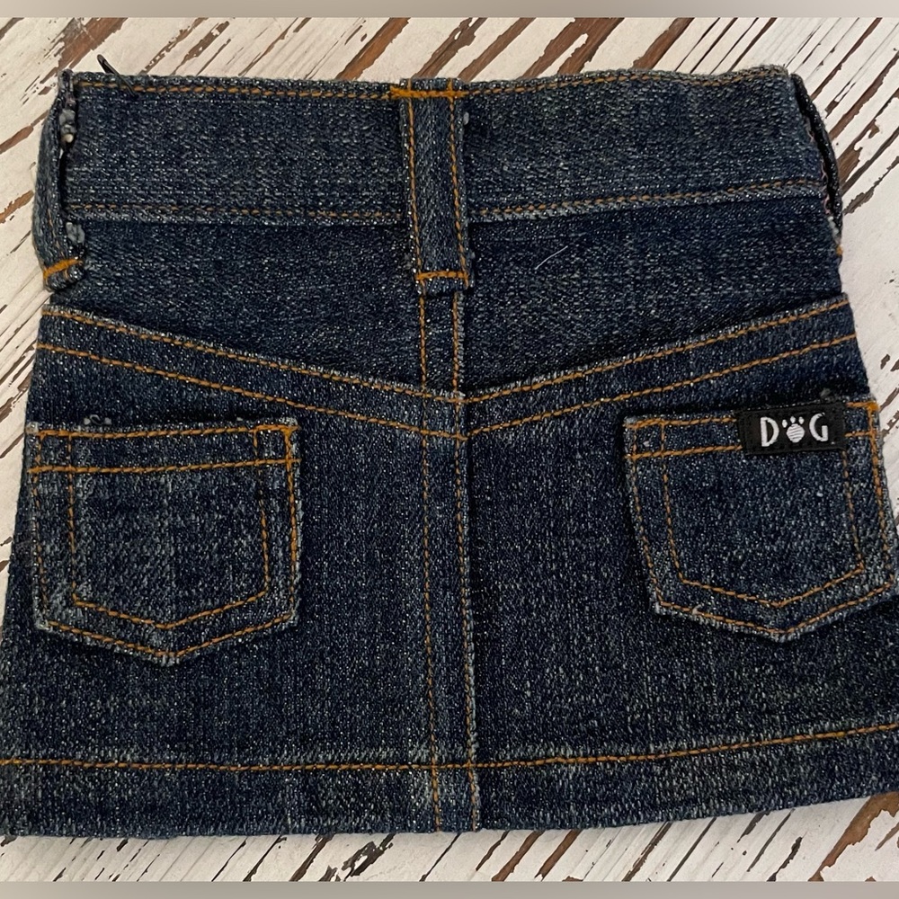 Dark Blue Denim Pet Skirt with Contrast Stitching 
Medium